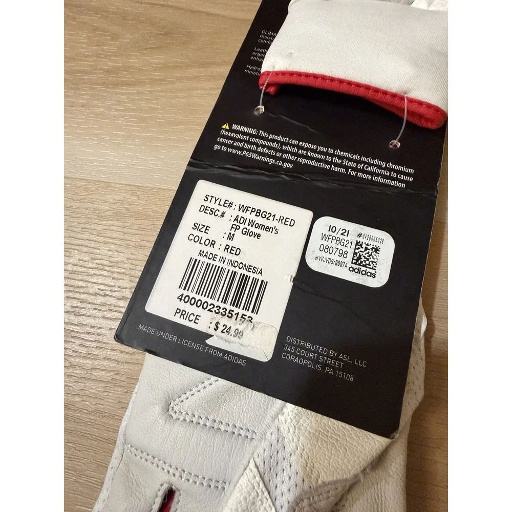 Adidas Destiny Batting Gloves Women's Medium Climalite White Red New